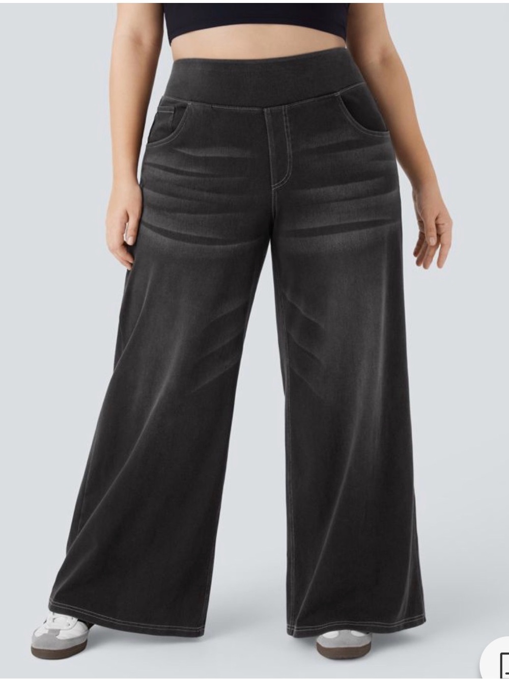 Halara flex wide leg pull on black jeans